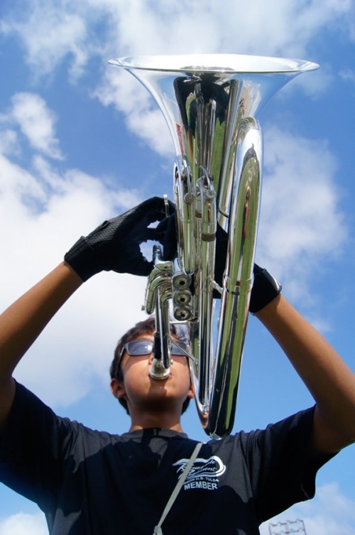 The baritone horn is a low-pitched brass instrument. Baritone horn is a piston valve brass instrument with a predominantly cylindrical bore like the trumpet  and uses a wide-rimmed cup mouthpiece.